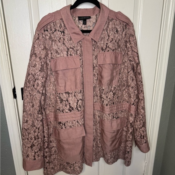 LANE BRYANT Womens Pink Pocketed Button Up Cardigan Plus 18/20.  #120 - Picture 2 of 13